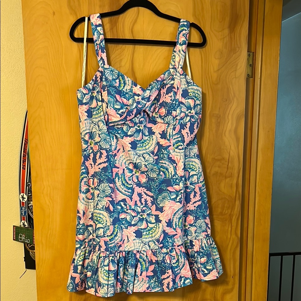 Lilly Pulitzer Rocko Cotton Romper in Blue Tang size 14